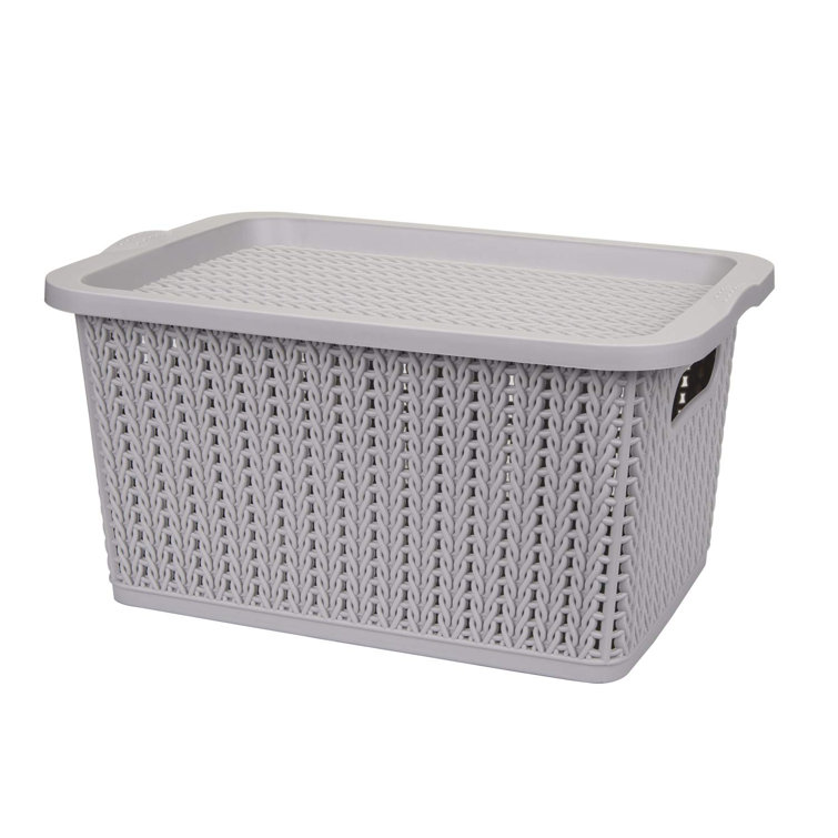 Grey Bathroom Storage Baskets With Lids Semis Online